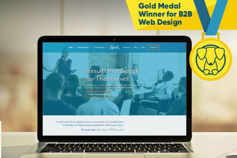 iSpeak website by Hot Dog Marketing gold medal winner for B2B web design
