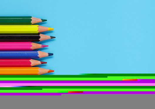 thinking creatively colored pencils lined up