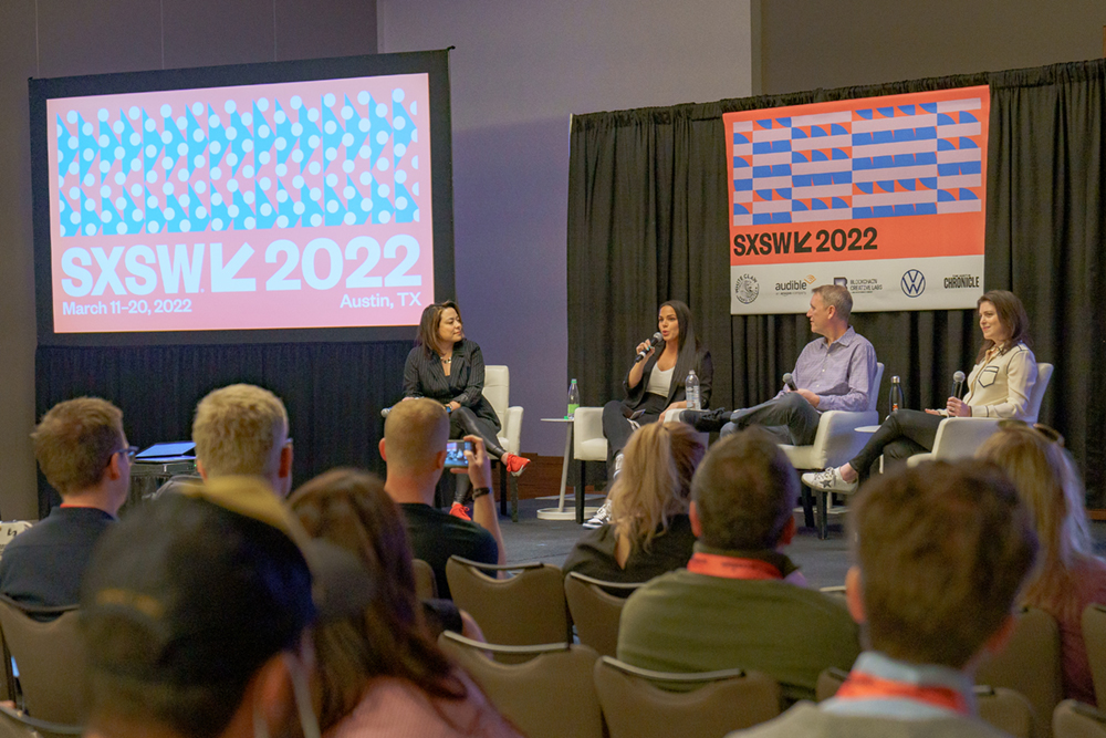 SXSW 2022 Marketing panel with Jessica Scanlon, CEO of Hot Dog Marketing, and experts from Meta, HubSpot, and WPEngine